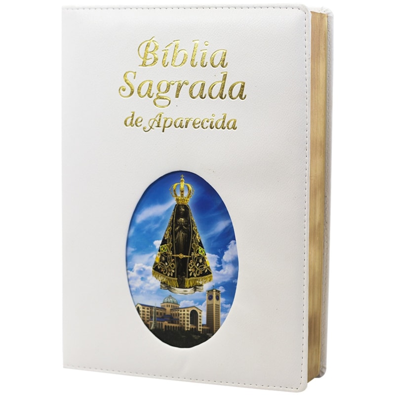 Bíblia sagrada de Aparecida grande ilustrada branca