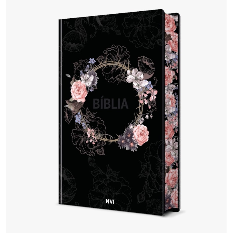 Bíblia Sagrada Feminina - Flores preta - NVI - Capa Dura: Muito prática e bonita - Com as palavras de Jesus em vermelho