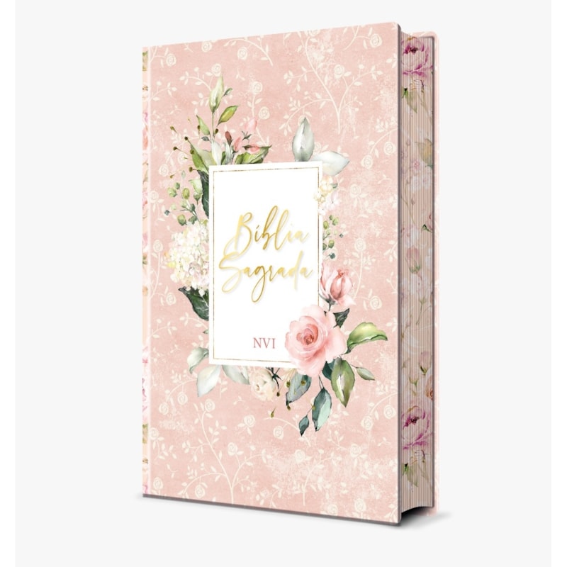 Bíblia Sagrada flores rosa - NVI: Sua bíblia para leitura sempre