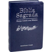 BÍBLIA SAGRADA HARPA CRISTÃ COM MÚSICA CAPA AZUL