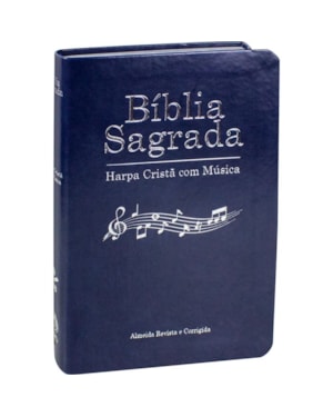 BÍBLIA SAGRADA HARPA CRISTÃ COM MÚSICA CAPA AZUL