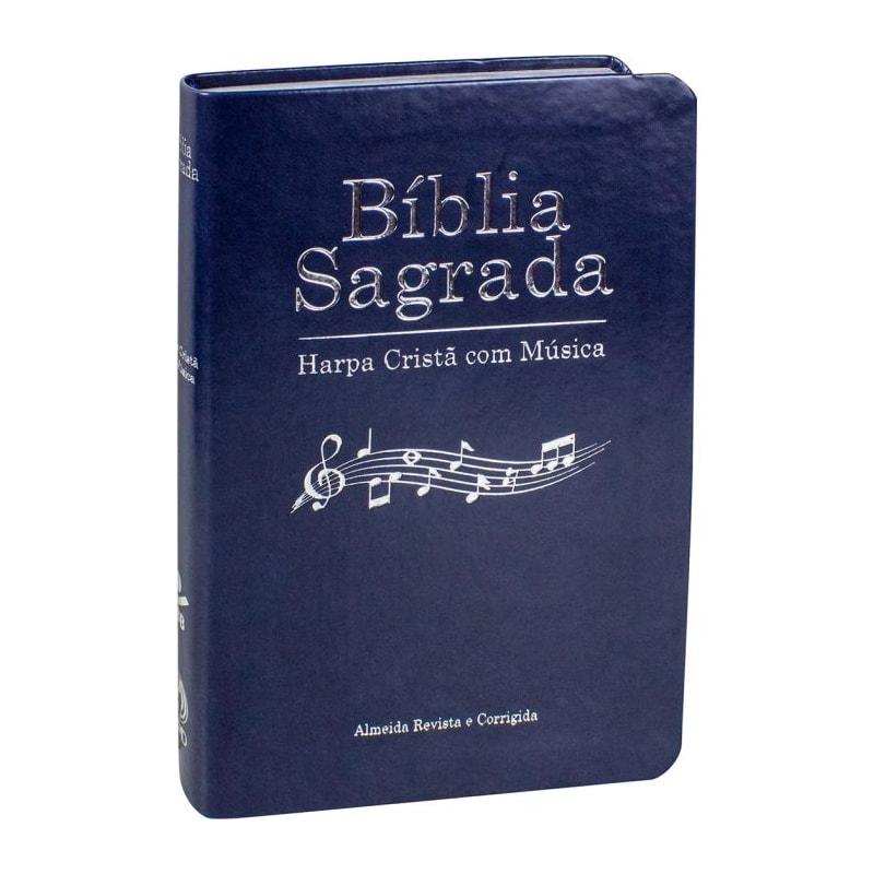 BÍBLIA SAGRADA HARPA CRISTÃ COM MÚSICA CAPA AZUL