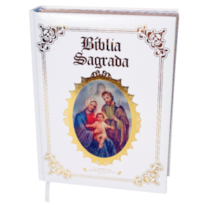 BÍBLIA SAGRADA ILUSTRADA LUXO BRANCA - SAGRADA FAMILIA E JESUS MISERICORDIOSO