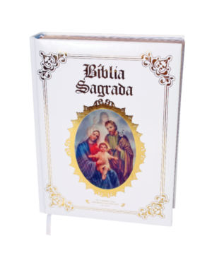 BÍBLIA SAGRADA ILUSTRADA LUXO BRANCA - SAGRADA FAMILIA E JESUS MISERICORDIOSO