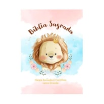 BÍBLIA SAGRADA INFANTIL RC LETRA GRANDE COM HARPA AVIVADA E CORINHOS CAPA DURA PEQUENA LEÃO AQUARELA
