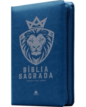 Bíblia Sagrada King James com zíper - Azul