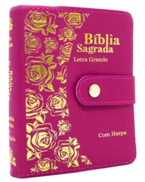 BÍBLIA SAGRADA LETRA GRANDE COM HARPA PENTECOSTAL RC PEQUENA CARTEIRA PINK EDIÇÃO DE PROMESSAS
