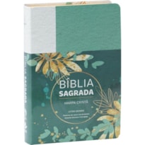 BÍBLIA SAGRADA LETRA GRANDE, EDIÇÃO COM LETRAS VERMELHAS E HARPA CRISTÃ, CAPA SEMIFLEXÍVEL FLORAL VERDE