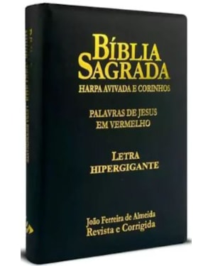 BÍBLIA SAGRADA LETRA HIPERGIGANTE RC HARPA E CORINHOS ZÍPER PRETA