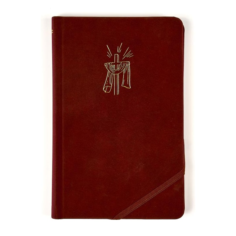 BÍBLIA SAGRADA NVI SLIM, LUXO, TECIDO CEREJA SOBRE CAPA DURA COM ELÁSTICO TRANSVERSAL