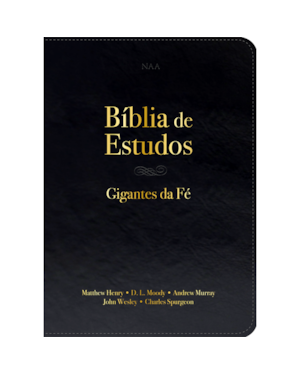 Bíblia Sagrada NVT de Estudo Gigantes da Fé: Com comentários de John Wesley, Mathew Henry, Charles Spurgeon, Andrew Murray e D. L. Moody, Letra Tradicional, Capa Couro ecológico Preta