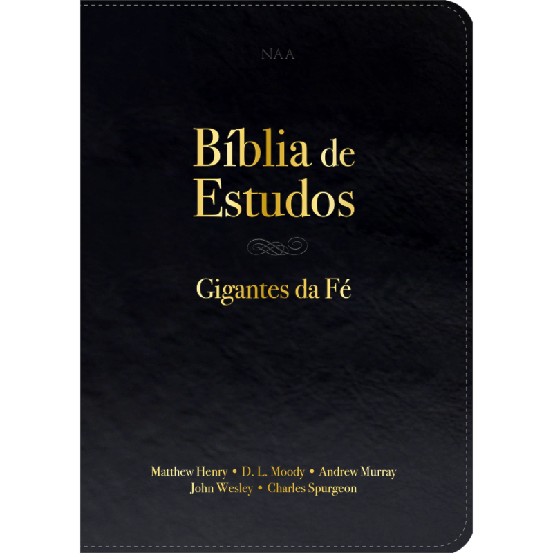 Bíblia Sagrada NVT de Estudo Gigantes da Fé: Com comentários de John Wesley, Mathew Henry, Charles Spurgeon, Andrew Murray e D. L. Moody, Letra Tradicional, Capa Couro ecológico Preta