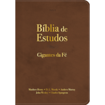Bíblia Sagrada NVT de Estudo Gigantes da Fé: Com comentários de John Wesley, Mathew Henry, Charles Spurgeon, Andrew Murray e D. L. Moody, Letra Tradicional, Capa Couro ecológico Marrom