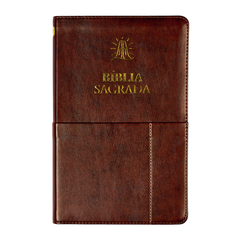 BÍBLIA SAGRADA SLIM ACF, LUXO, COURO-SOFT , MARROM, COM BOLSO