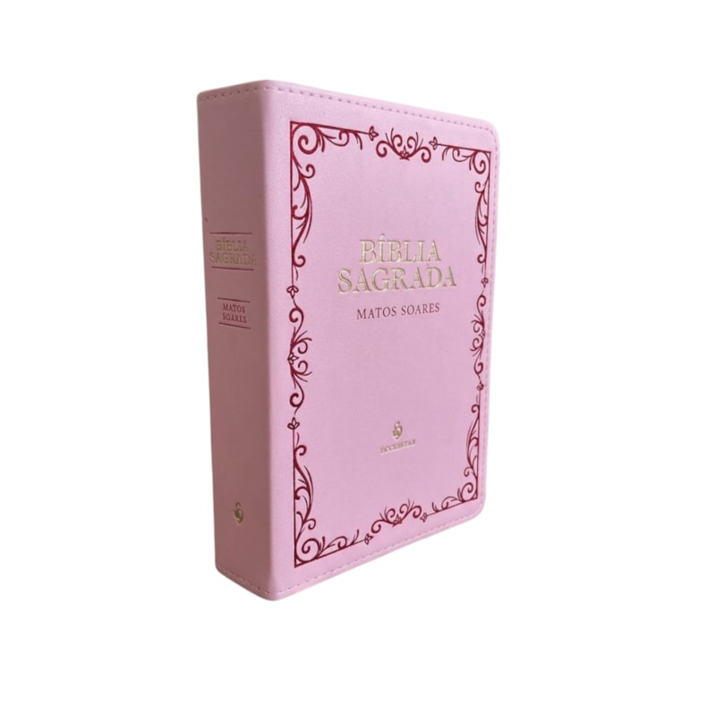 BÍBLIA SAGRADA - TRADUÇÃO DO PE. MANUEL DE MATOS SOARES (CAPA COURO ROSA)