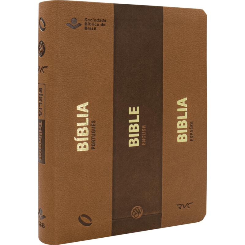 BÍBLIA SAGRADA TRILÍNGUE NAA | ESV | RVC, LETRA REGULAR, COM MAPA, CAPA COURO SINTÉTICO MARROM: NOVA ALMEIDA ATUALIZADA (NAA)