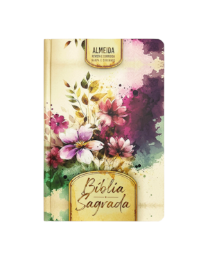 BÍBLIA SLIM ARC HARPA E CORINHOS - FLORES E FOLHAS