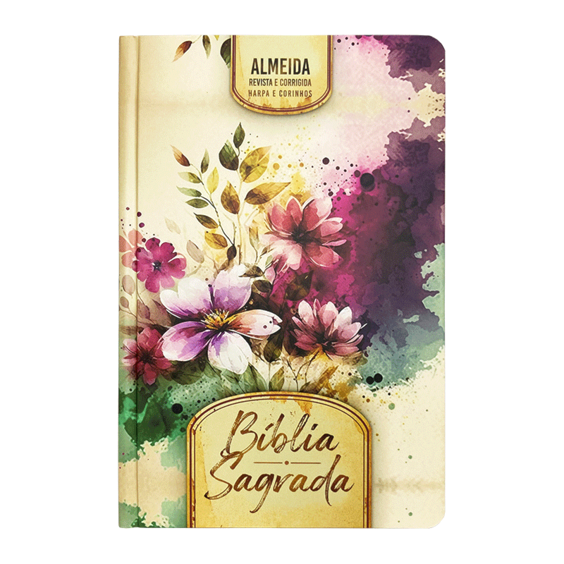 BÍBLIA SLIM ARC HARPA E CORINHOS - FLORES E FOLHAS