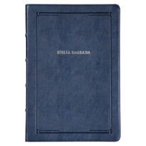 BÍBLIA SLIM NVI, LETRA GRANDE, COURO-SOFT AZUL, LUXO, BARROCA, LEITURA PERFEITA