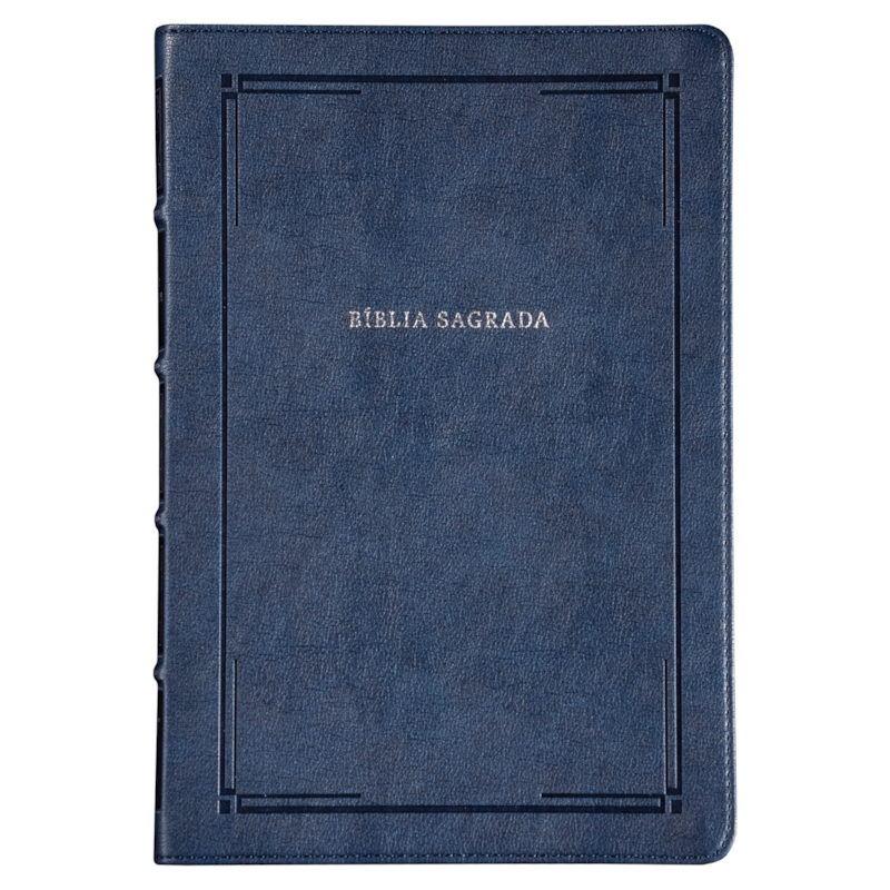 BÍBLIA SLIM NVI, LETRA GRANDE, COURO-SOFT AZUL, LUXO, BARROCA, LEITURA PERFEITA