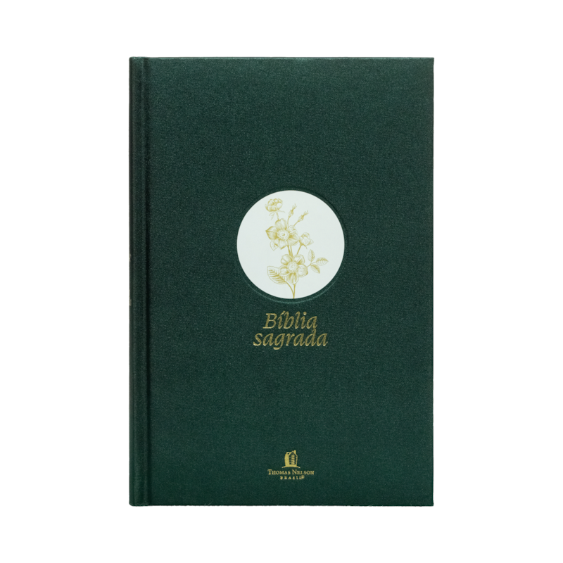 BÍBLIA SLIM NVI, LETRA GRANDE, TECIDO VERDE SOBRE CAPA DURA, FLOR MINIMALISTA: BÍBLIA NVI COMPACTA