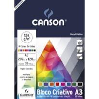 BLOCO CANSON CRIATIVO A3 297MMX420MM 120G/M² 32 FOLHAS SORTIDAS