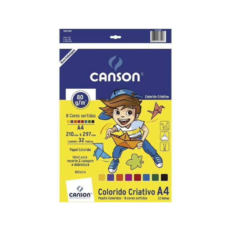 BLOCO CANSON CRIATIVO A4 210MMX297MM 80G/M² 32 FOLHAS SORTIDAS