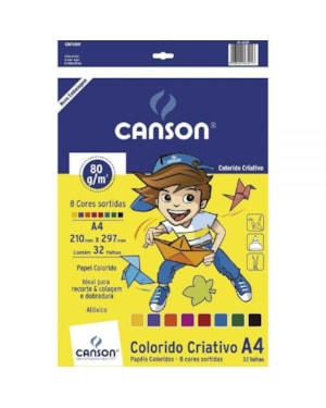 BLOCO CANSON CRIATIVO A4 210MMX297MM 80G/M² 32 FOLHAS SORTIDAS