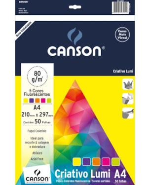 BLOCO CANSON CRIATIVO LUMI A4 210MMX297MM 80G/M² 50 FOLHAS SORTIDAS