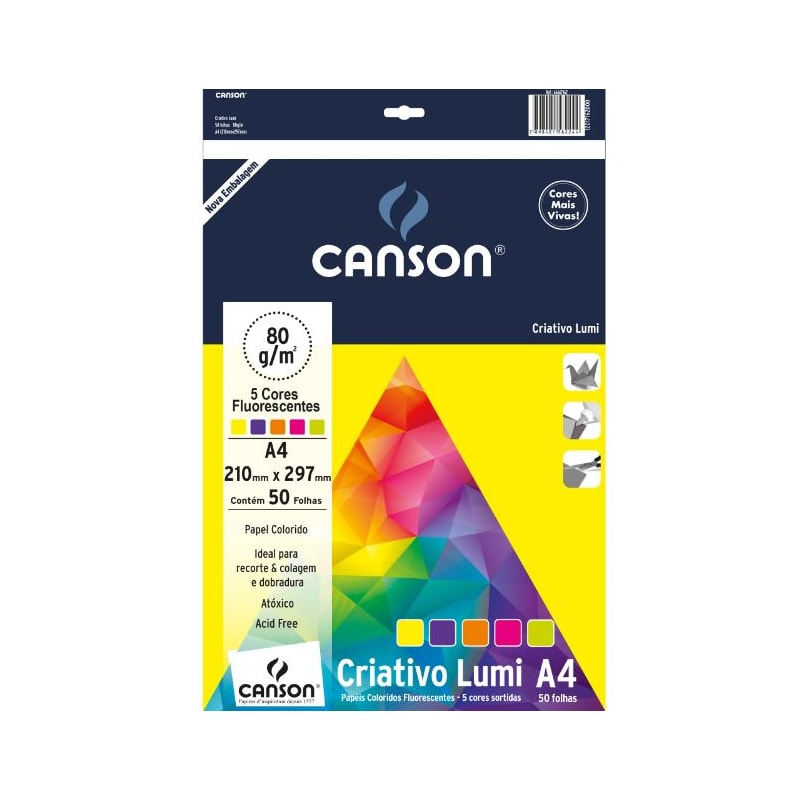 BLOCO CANSON CRIATIVO LUMI A4 210MMX297MM 80G/M² 50 FOLHAS SORTIDAS