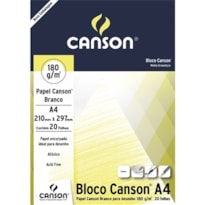 BLOCO CANSON PAPEL CANSON A4 210X297MM 180M/G² BRANCO  20 FOLHAS