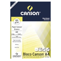 BLOCO CANSON PAPEL CANSON A4  210X297MM 180M/G² BRANCO 20 FOLHAS