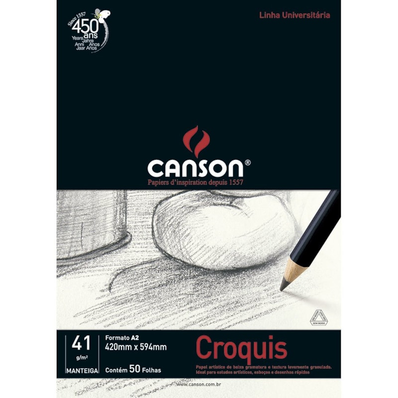 BLOCO CANSON PAPEL MANTEIGA A2 420MMX594MM 41G/M² 50 FOLHAS