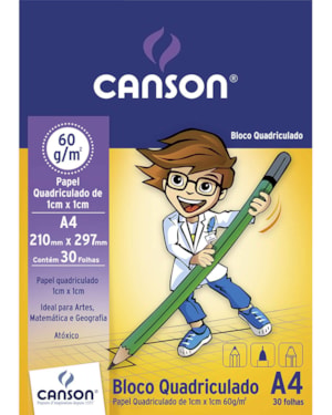 BLOCO CANSON PAPEL QUADRICULADO 1X1 A4 210MMX297MM 60G/M² 30 FOLHAS