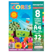 BLOCO NOVAPRINT ECOCORES CRIATIVO 8 CORES VIVAS A4 210X297MM 32 FOLHAS