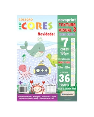 BLOCO NOVAPRINT ECOCORES TEXTURA VISUAL3 A4 230MMX320 7 CORES PASTEL 180G/M² 36 FOLHAS