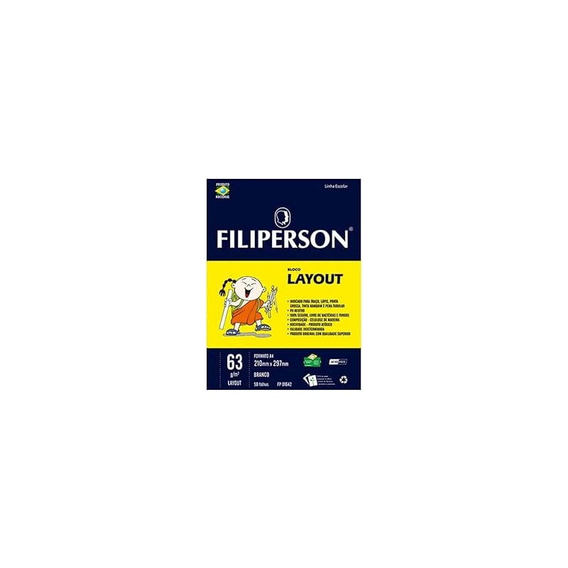 BLOCO PAPEL LAYOUT FILIPINHO A4 COM MARGEM  216X316MM 50 FOLHAS