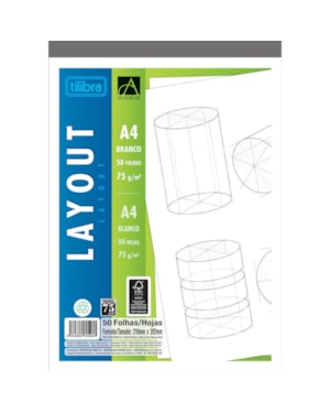 BLOCO PAPEL LAYOUT TILIBRA A4 COM MARGEM 230MMX320MM 75M/G² 50 FOLHAS