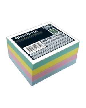 BLOCO PAPEL LEMBRETE C/ 600 FOLHAS 92 X 82MM COLORIDO