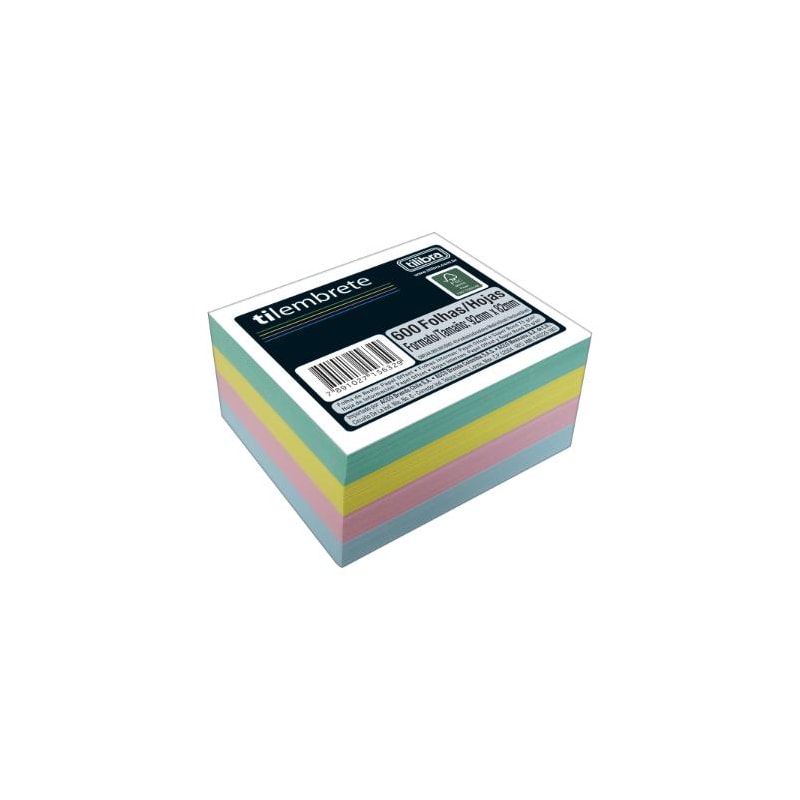 BLOCO PAPEL LEMBRETE C/ 600 FOLHAS 92 X 82MM COLORIDO