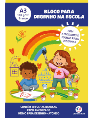 BLOCO PARA DESENHO A3 140G - 20 FOLHAS BRANCAS