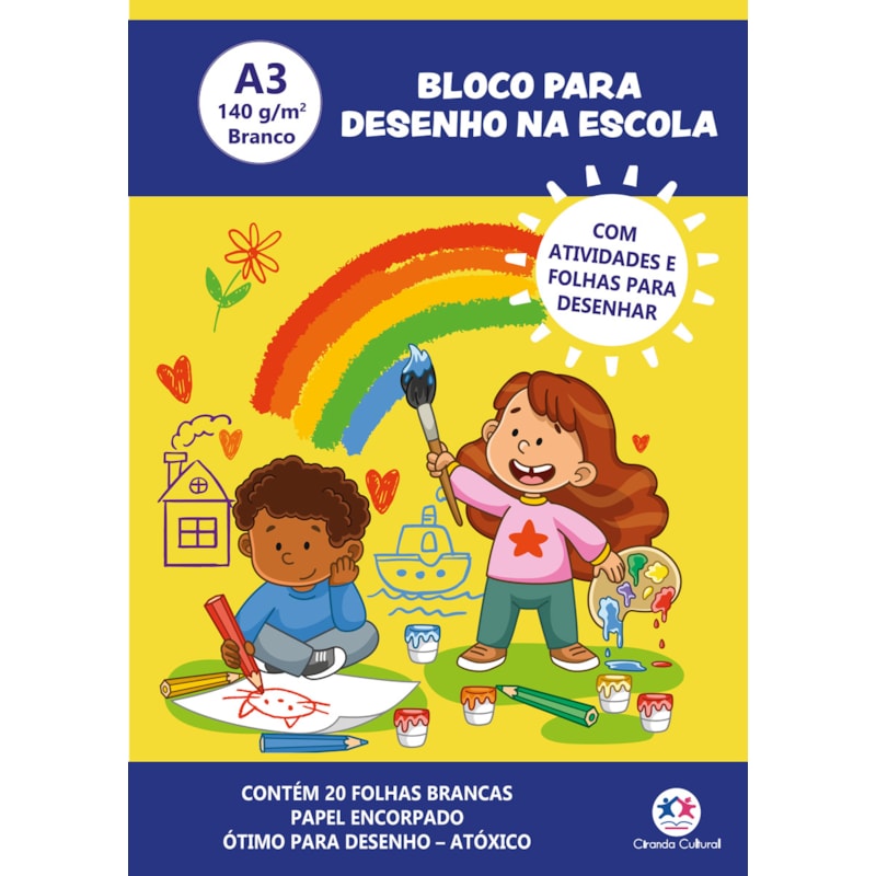 BLOCO PARA DESENHO A3 140G - 20 FOLHAS BRANCAS