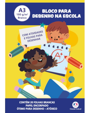BLOCO PARA DESENHO A3 180G - 20 FOLHAS BRANCAS