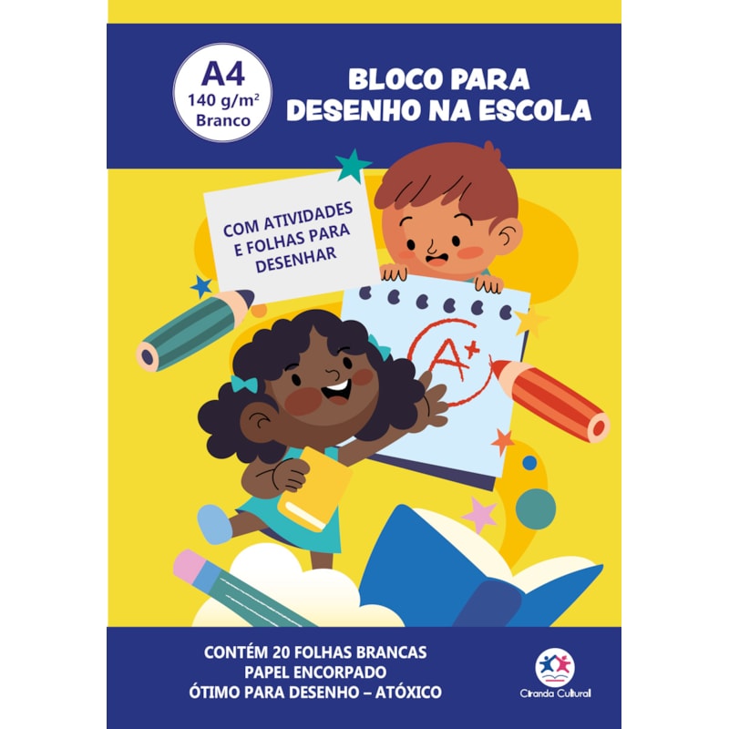 BLOCO PARA DESENHO A4 140G - 20 FOLHAS BRANCAS