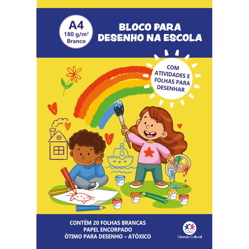 BLOCO PARA DESENHO A4 180G - 20 FOLHAS BRANCAS