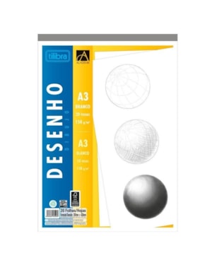 BLOCO TILIBRA PAPEL CANSON A3 297MMX420MM 150G/M² BRANCO 20 FLS