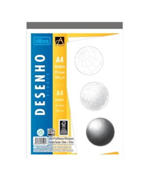 BLOCO TILIBRA PAPEL CANSON A4 210MMX297MM 50G/M² BRANCO 20 FOLHAS
