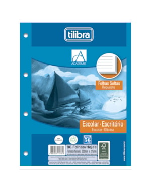 BLOCO TILIBRA PARA FICHARIO UNIVERSITARIO COM 96 FOLHAS SOLTAS