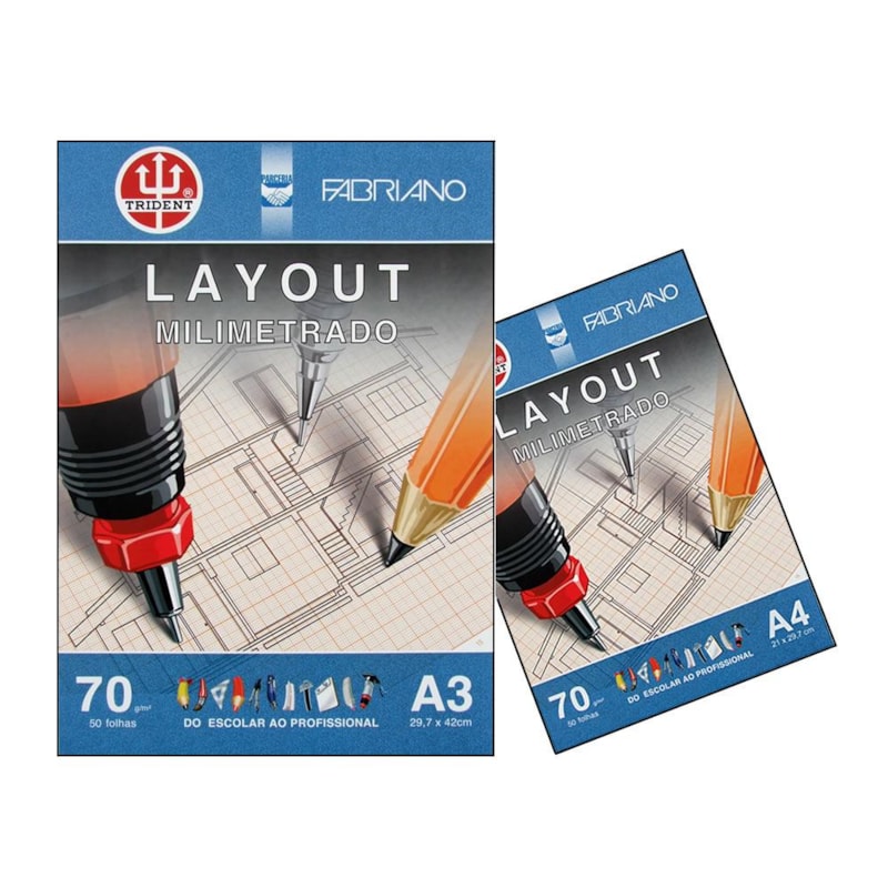 BLOCO TRIDENT MELIMETRADO A3 70G/M²  50 FLS