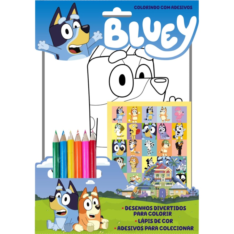 BLUEY COLORINDO COM ADESIVOS